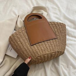 Evening Bags Large Capacity Woven Straw Totes Shoulder 2022 Summer Fashion Big Beach Basket Bag Lady Female Travel Handmade HandbagsEvening
