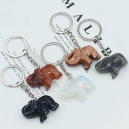 Pendant Necklaces 2022 Natural Gem Semi-precious Stones Cute Elephant-shaped Agate Jade Turquoise Keychain Bag Jewellery Exquisite Gift