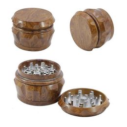 Wooden Smoking Herb Grinder Drum Shape Tobacco Herbal Crusher 4 Layers with Metal Inners Hand Muler