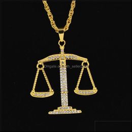 Pendant Necklaces Hip Hop Necklace Gold Colour Rhinestone Nce 316L Stainless Steel Men Women Jewellery Drop Delivery 2021 Pe Dhseller2010 Dht3R