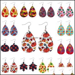 Other Earrings Jewelry Pumpkin Dangle Drop For Women Handmade Lightweight Halloween Faux Leather Earring Fashion Acce Dh7Ek