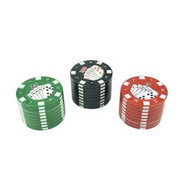 Playing Cards Pattern 3-Layer Herb Grinder: Zinc Alloy and Plastic, 40mm Diameter, 30mm Height