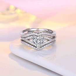 and designer rings style new love opening womens creative fashion temperament heart in combination Jewellery