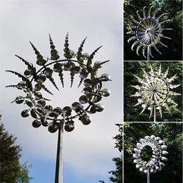 Unique and Magical Metal Windmill 3D Powered Kinetic Sculpture Lawn Solar Spinners Yard Garden Decor 220728