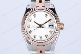 Manufacturer of high quality Asian watches 2813 automatic mechanical ladies jewellery 26 mm white diamond dial rose gold stainless steel strap exquisite watch