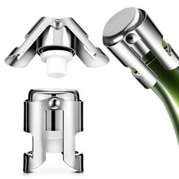 Portable Stainless Steel Wine stopper Vacuum Sealed Wine Champagne Bottle Stopper Cap DH0945