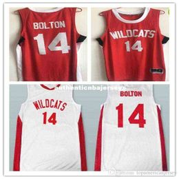 Cheap Retro # 14 Zac Efron Troy Bolton East High School Wildcats Maglie da basket Ritorni al passato Camicia cucita da uomo Personalizzata qualsiasi numero