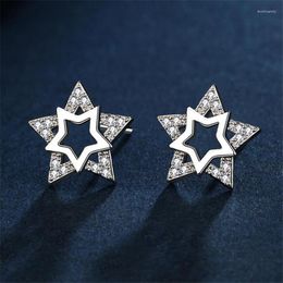 Stud Cute Star Earrings Women Accessories On Ear Top Quality Silver 925 Sterling Female Jewelry Gift With Shiny Stones Moni22