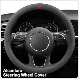 Steering Wheel Covers 38cm 15" Universal Black Alcantara Car Cover Interior Protection Case All Seasons Anti-skid WheelSteering