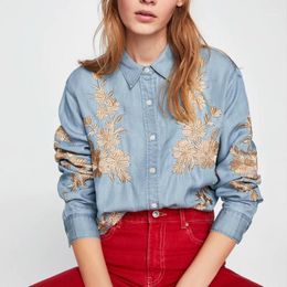 Descuento Las Mujeres Bordadas Camisas De Mezclilla 2022 en venta en  DHgate.com