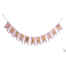 Just Married Happy Birthday Bunting Banner Letter Hanging Garlands Pastel String Flags Baby Shower Party Wedding Decor JLE13636