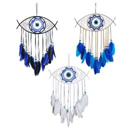 Decorative Objects & Figurines Dream Catchers - Handmade Evil Eye Catcher Ornaments With FeatherDecorative