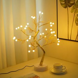 Night Lights Led Fairy Light Mini Christmas Tree Copper Wire Garland USB Lamp For Home Party Kids Bedroom Decor Holiday
