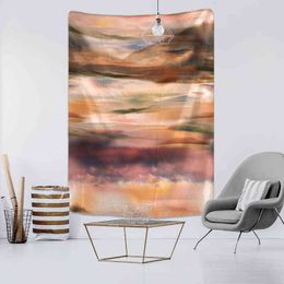 Tapestry Mist And Mountain Forest Landscape Carpet Wall Hanging Sunset Psychede