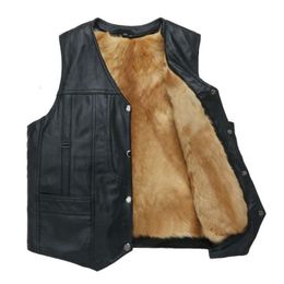 Men's Vests Winter Jacket Men Genuine Sheepskin Leather Vest Spring And Summer Fur Male 5XL Inter CoatMen's