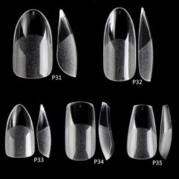 504PCS False Nails Acrylic Tips Soft Gel Clear Art Matte Underneath Fake Coffin Stiletto Press On 220716