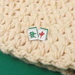 National style mahjong Brooch fortune red pin Chinese Mahjong metal badge clothing accessories auspicious decoration