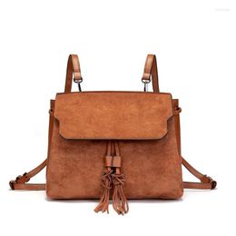 Outdoor Bags Women Tassel Multi-function Fashion Dual-use Backpack Shoulder Bag Vintage Travel School Designer Quality PU Leather