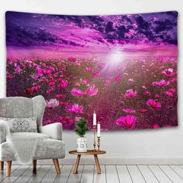 Lavender Flower Carpet Bohemian Decoration Photo Room Wall Rugs Garden Mural J220804