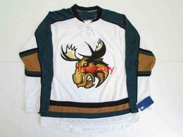 rare STITCHED CUSTOM MANITOBA MOOSE AHL WHITE Hockey Jersey Add Any Name Number Men Youth Women XS-5XL