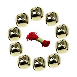 Other Event & Party Supplies 50pcs Jingle Bell Small With 20m Red Rope Christmas Golden Cross Bells Decorations For TreeOther