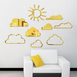 Wall Stickers Self Adhensive Sun And Clouds Sticker Acrylic Mirror For Kidroom Decor