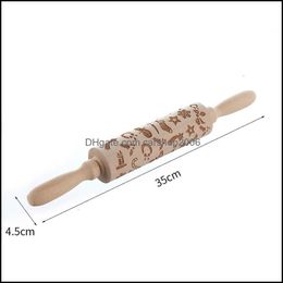 Christmas Decorations Festive Party Supplies Home Garden Embossed Rolling Pin For Kitchen Reindeer Snowflake Embossing Cookie Cake Dough R