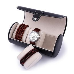 Fashion Luxury Watch Display Gift Box Case Roll 3 Slot Wristwatch Necklace Bracelet Jewelry PU Leather Storage Travel Pouch 220719