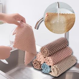 2022 Kitchen Anti-grease wiping rags efficient Super Absorbent Microfiber Cleaning Cloth home washing dish kitchen Cleaning towel