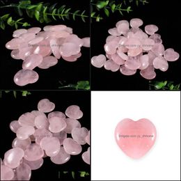 Charms 20Mm Heart Shape No Hole Loose Beads Rose Quartz Stones Healing Reiki Crystal Cab For Diy Making Crafts Decorate Jewe Yydhhome Dhbi8