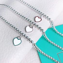 Charm Bracelets Love Heart Hanging Piece S925 Silver Plate Bead Ornaments Gift Bangles Jewellery Beaded Delicate Bracelet for Women