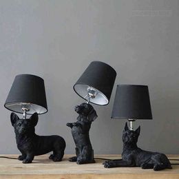 Nordic Animal Puppy LED Table Lamps for Living Room Modern Creative Decorative Bedroom Lamp Industrial Light Fixtures Luminaire H220423