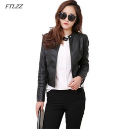 FTLZZ Faux Leather Pu Jackets Coats Spring Winter Coats Female Jackets Women Casual Zipper Streetwear Black Jackets Femme 220815