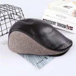 Berets Fashion Wool Leather Sboy Caps Mens Herringbone Women Men British Painters Hats Soft Autumn Winter CasquetteBerets