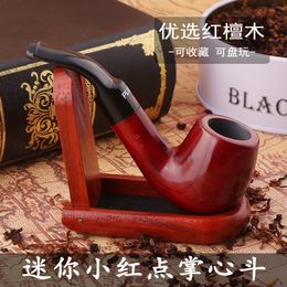 Mini wooden pipe palm small red dot Apple pipe solid wood red sandalwood detachable filter cleaning