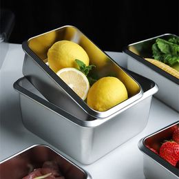316 Stainless Steel Lunch Box Food Storage Container Bento Box With Airtight Lids for Refrigerator or Cold Use T200429