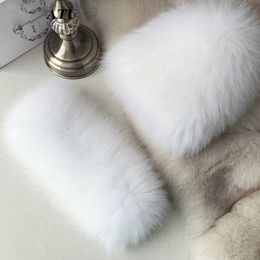 Real Fox Fur Hats and Scarf For Women Winter Warm Cap Neckerchief Fluffy Soft