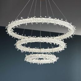 Pendant Lamps Nordic Ice Flower Chandeliers Luxury Crystal Chandelier Dining Room Living Decoration Rings Hanging LightPendant