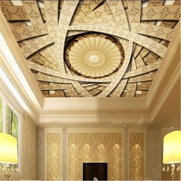 Custom 3D Wallpaper Mural Ceiling Creative Stereoscopic Photo Wall paper For Living Room Papel De Parede