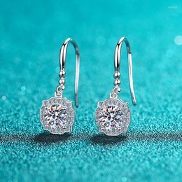 Dangle & Chandelier Silver 925 Original Diamond Test Past 0.5-1 Carat D Colour Moissanite Square Drop Earrings Brilliant Cut VVS1 Gemstone Ea