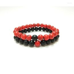 Charm Bracelets Couples Distance Bracelet Classic Natural Stone Black And Red Beaded For Men Women GiftCharm CharmCharm Inte22