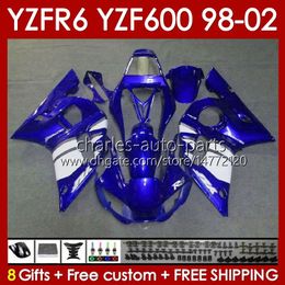 Fairings Kit For YAMAHA YZF 600 CC YZF-600 YZF R6 R 6 98-02 Body 145No.166 YZF600 600CC Cowling YZF-R6 1998 1999 2000 2001 2002 YZFR6 98 99 00 01 02 OEM Bodywork blue glossy