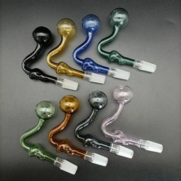 Glass Oil Burner Pipe with 10mm 14mm 18mm Male Female Frosted Joint Curved Burning Pipes Adaptor For Water Bong Dab Rigs