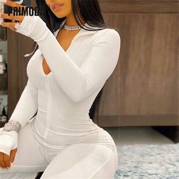 Active Wear Knit Ribbed Rompers Sporty Workout Womens Jumpsuit Long Sleeve Zipper Fitness Embroidery Letter Print Jogger PR1421G 220809