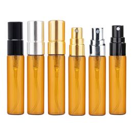 Glass Refillable Bottle Empty Clear Brown Aluminum Press Pump Portable Cosmetic Packaging Perfume Spray Sample Vials 5ml 10ml