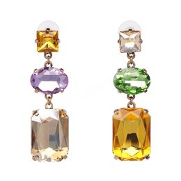 Square Rhinestones Earrings Bohemian Rhinestone Statement Earring Jewellery Crystal Dangle Earrings For Girls