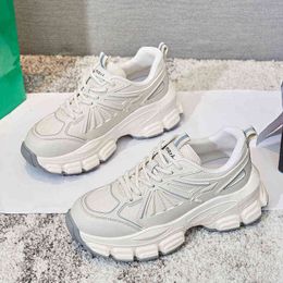 Sneakers Women's White 2022 Spring New Casual Thick-soled Heightened Leather Women's Shoes Running Sneakers Women G220610