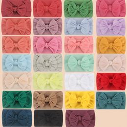 Baby Headbands Children Hair Bands Baby Bow Knotted Hair Band Solid Colour Elastic Hair Ribbons