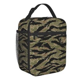 Custom Tiger Stripe Camo Bag Men Women Cooler Warm Insulated Lunch Box for Children School 220711