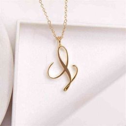 Swirl 10PCSTiny Initial Alphabet Letter Necklace All 26 English Gold A-T Cursive Luxury Monogram Name Letters Word Text Chain Neck310I